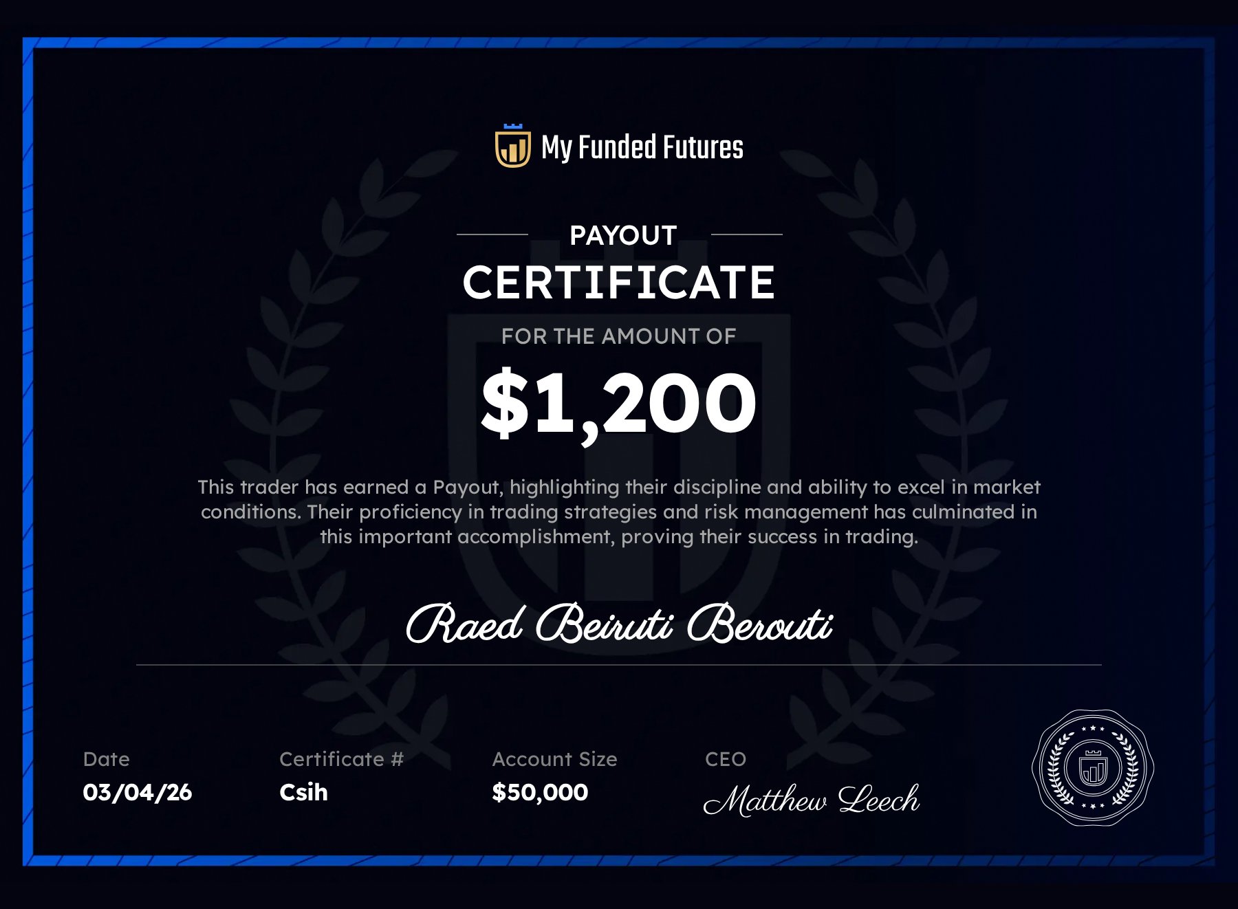 Certificado $1,200