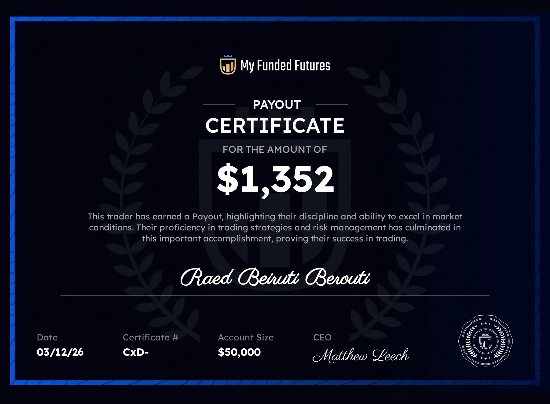 Certificado $1,352