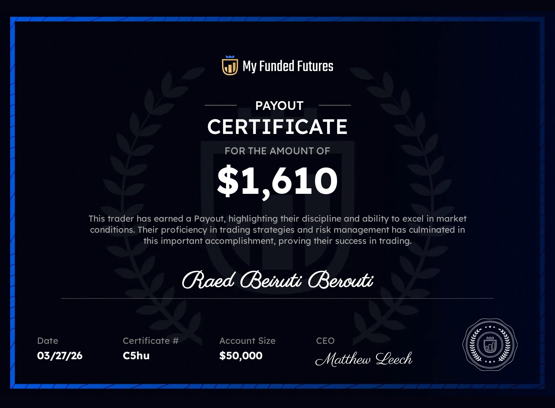 Certificado $1,610