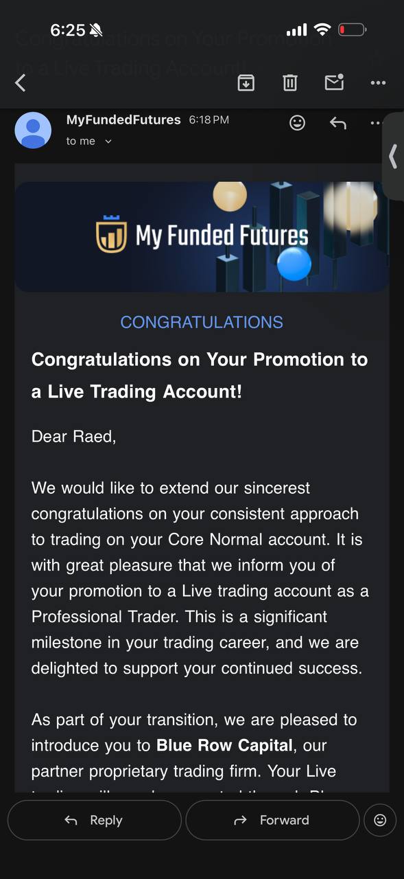 Email de promoción de My Funded Futures